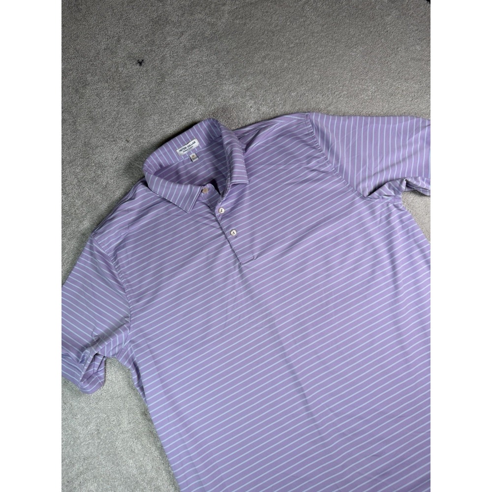 Peter Millar Summer Comfort Golf Polo Shirt Men's XL Lavender Blue Striped **